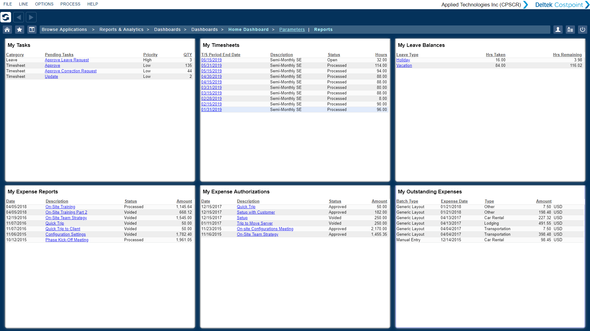 20Q2_Costpoint Time Home Dashboard